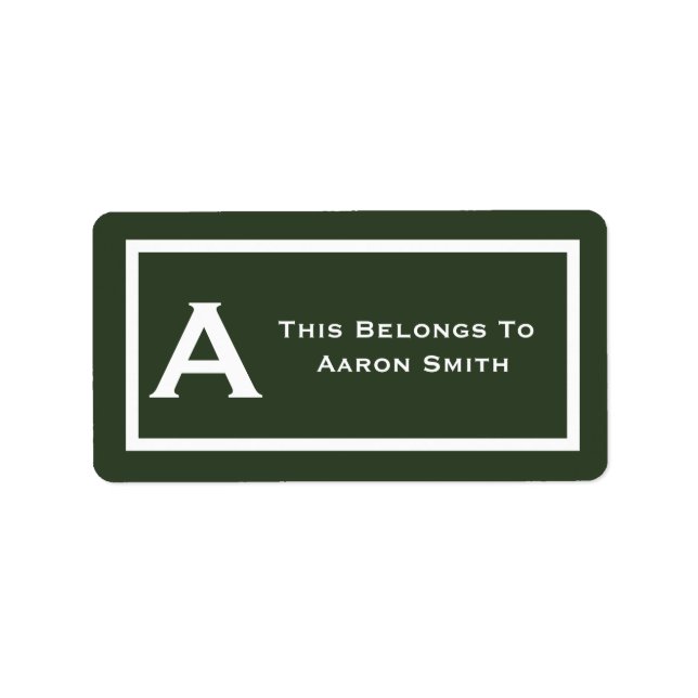 Dark Green This Belongs To Labels Camp School Book (Front)