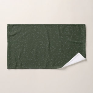 Dark Green Tone on Tone Botanical Vine Pattern Bath Towel Set