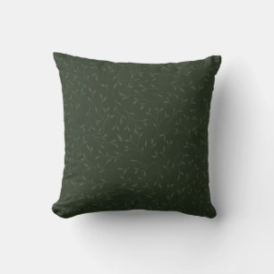 Dark Green Tone on Tone Botanical Vine Pattern Cushion
