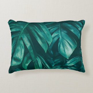 Dark green, tropical jungle foliage. decorative cushion