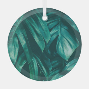 Dark green, tropical jungle foliage. glass tree decoration