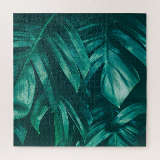 Dark green, tropical jungle foliage. jigsaw puzzle