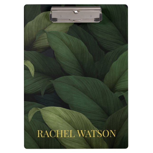 Dark Green Tropical Leaves Clipboard (Front)