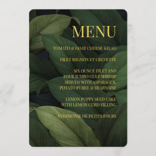 Dark Green Tropical Leaves Menu