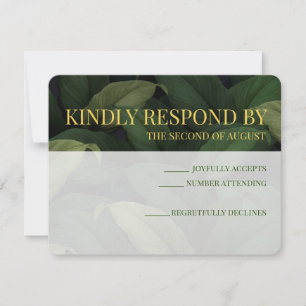 Dark Green Tropical Leaves RSVP Card