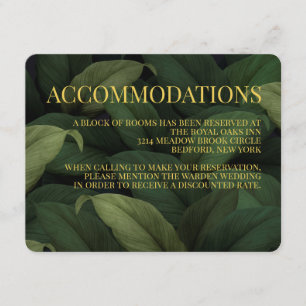 Dark Green Tropical Leaves Wedding Enclosure Card