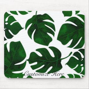 Dark Green Tropical Palm Leaves Summer Island Chic Mouse Mat