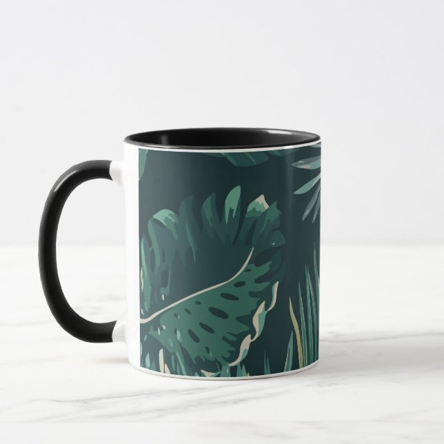 Dark Green Tropical Plants Mug (Left)
