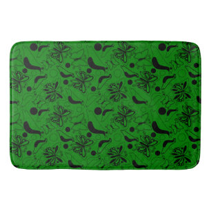 Dark Green Vintage Butterfly Bird Bath Mat