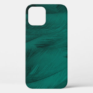Dark Green Vintage Feather Texture iPhone 12 Case
