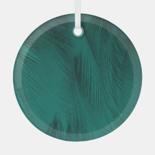 Dark Green Vintage Feather Texture Glass Tree Decoration