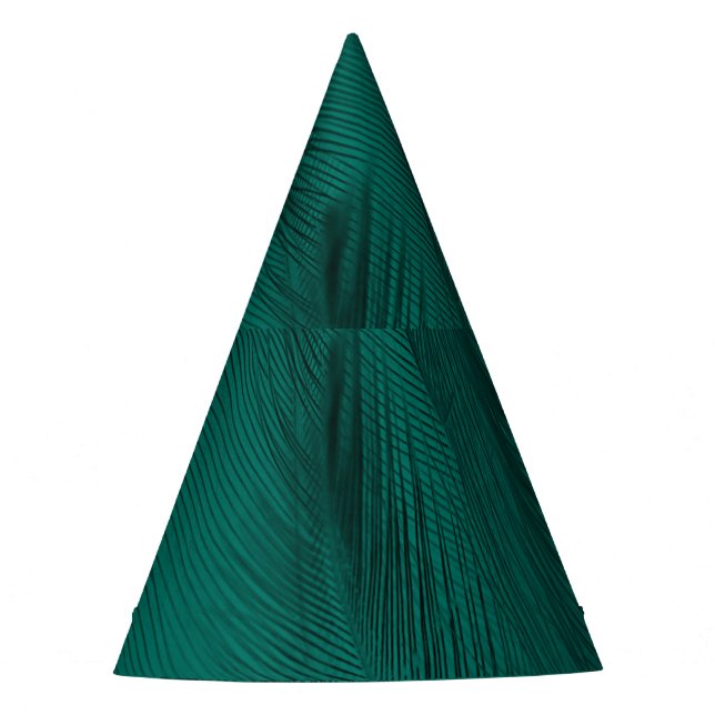 Dark Green Vintage Feather Texture Party Hat (Front)