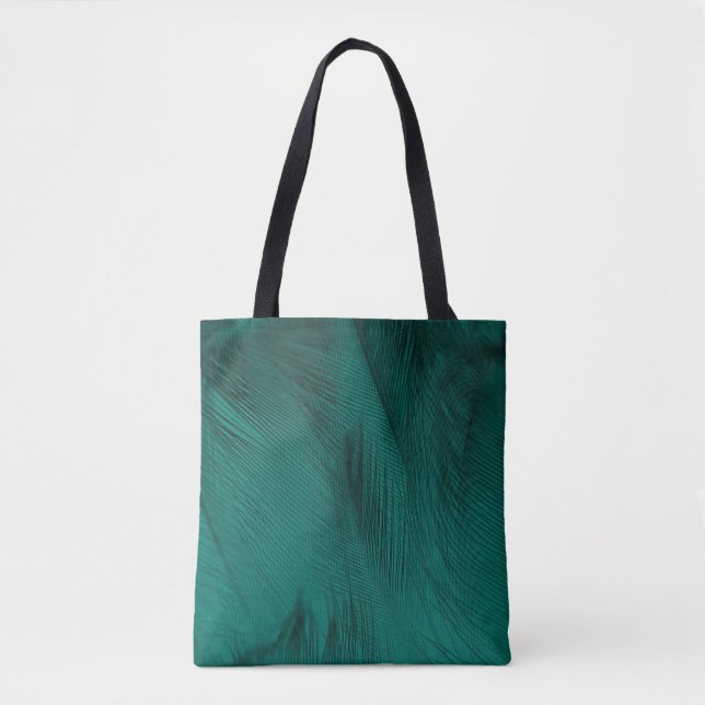 Dark Green Vintage Feather Texture Tote Bag (Front)