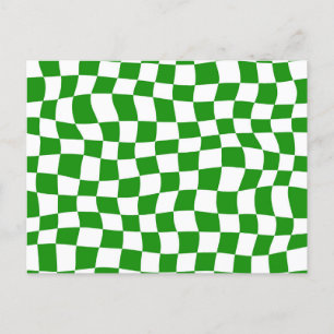 Dark Green Warped Chequered Board  Postcard