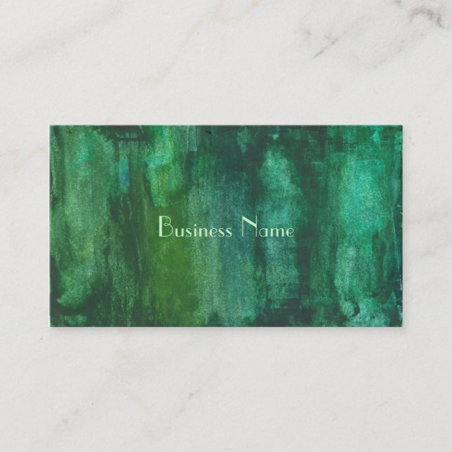 Dark Green Watercolor Abstract Business Card (Front)
