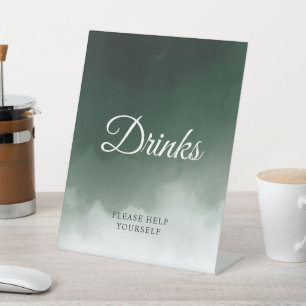 Dark Green Watercolor Modern Drinks Sign