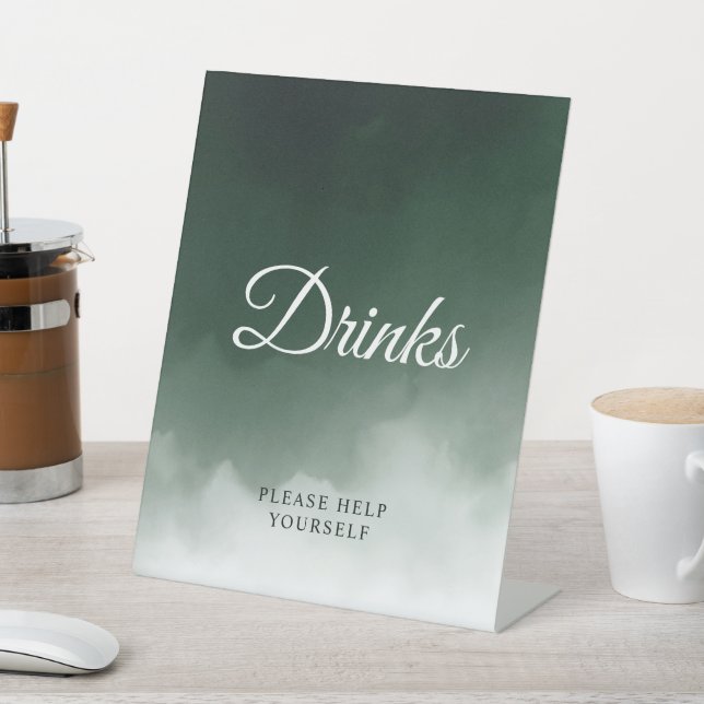 Dark Green Watercolor Modern Drinks Sign (In SItu)