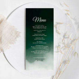 Dark Green Watercolor Modern Wedding Menu
