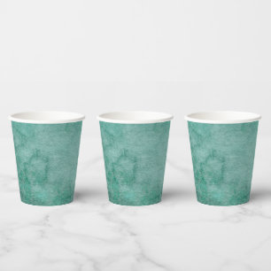 Dark Green Watercolor Textured Paper Cups