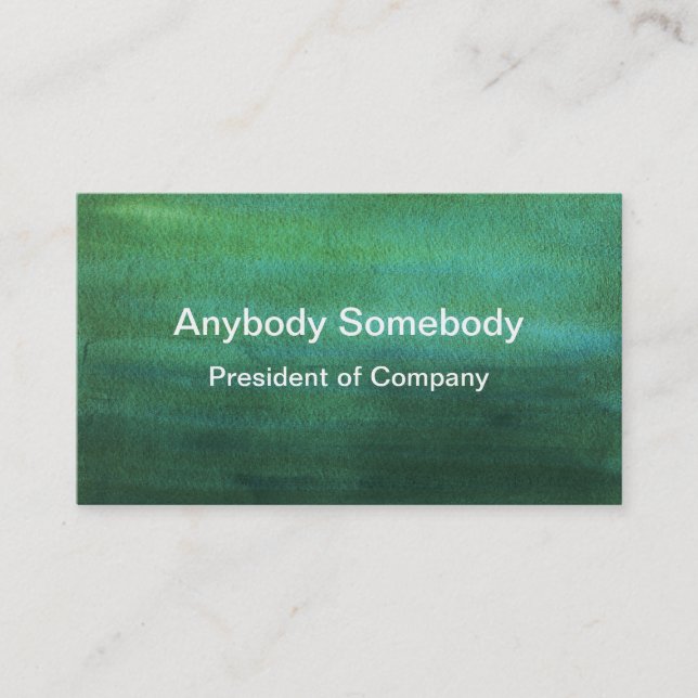 Dark Green Watercolor Wash Business Cards (Front)