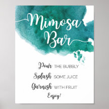Dark Green Watercolour Mimosa Bar sign