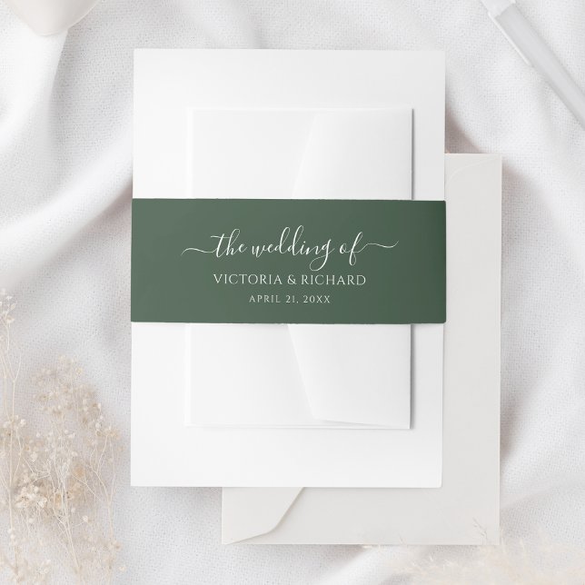 Dark Green Wedding Invitation Belly Band (Creator Uploaded)