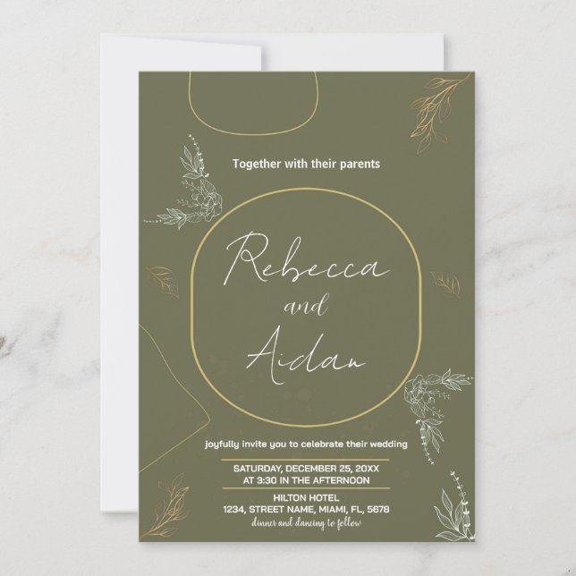 Dark Green Wedding Invitations (Front)