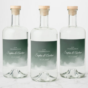 Dark Green Wedding Liquor Liquor Bottle Label