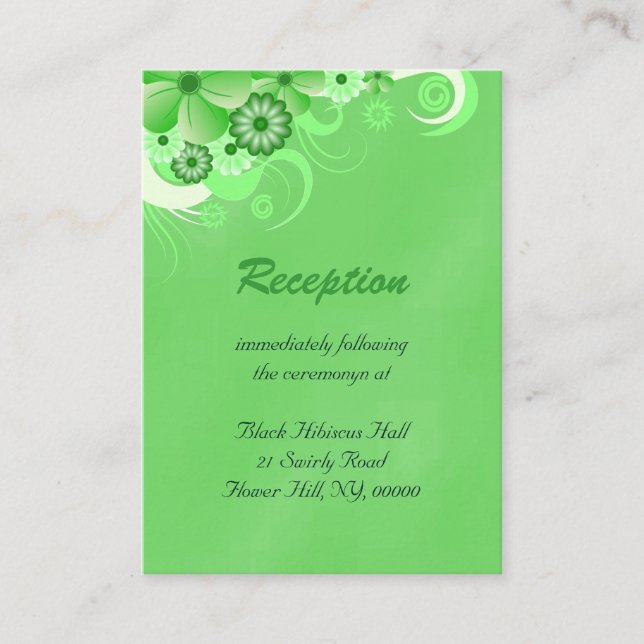 Dark Green Wedding Reception Enclosure Cards (Front)