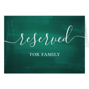 Dark green wedding reserved sign. Script emerald