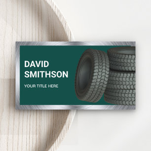 Dark Green Wheel Alignment Car Tire Shop Business Card