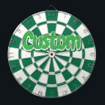 Dark Green, White And Green Customisable Text Dartboard<br><div class="desc">Dark Green,  White And Green Coloured Customisable Text Dartboard Including 6 Brass Darts!</div>