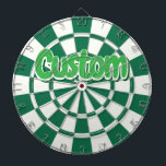 Dark Green, White And Green Customisable Text Dartboard<br><div class="desc">Dark Green,  White And Green Coloured Customisable Text Dartboard Including 6 Brass Darts!</div>