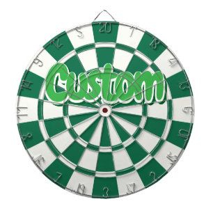 Dark Green, White And Green Customisable Text Dartboard