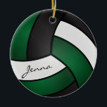 Dark Green, White & Black Volleyball 🏐 Ceramic Tree Decoration<br><div class="desc">Volleyball Sport Player Christmas Ornament ready for you to personalise. Makes a wonderful personalise gift for your volleyball player, coach, fan, etc... ⭐This Product is 100% Customisable. *****Click on CUSTOMIZE BUTTON to add, delete, move, resize, changed around, rotate, etc... any of the graphics or text. 99% of my designs in...</div>