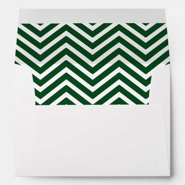 Dark Green White Chevron Lined Envelopes (Back (Bottom))
