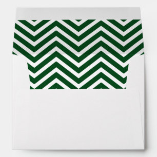 Dark Green White Chevron Lined Envelopes
