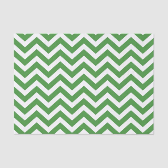 Dark Green & White Chevron Wedding Birthday Tissue Paper (Front)