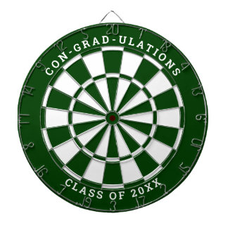 Dark Green & White Graduation | Custom Text Dartboard