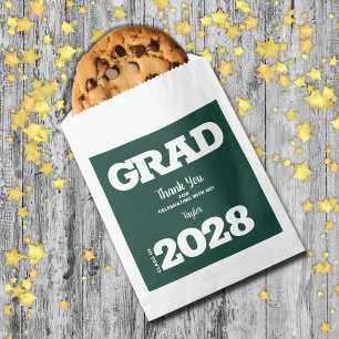 Dark Green White Graduation Party Favour Bag