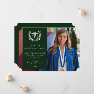 Dark Green + White Laurel Wreath Registered Nurse Announcement
