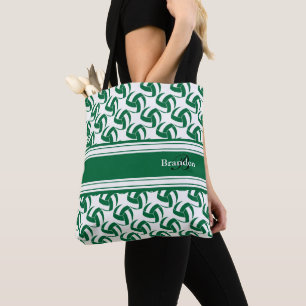 Dark Green White Volleyball   Personalise Tote Bag