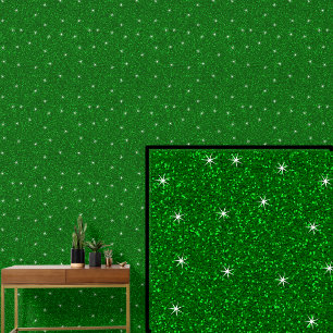 Dark Green with Sparkle Stars Wallpaper