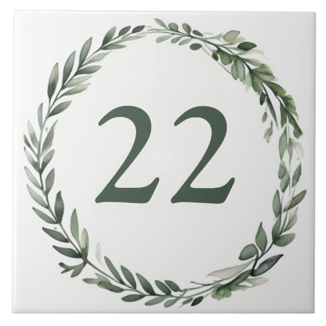 Dark Green Wreath Custom House Number Plate Sign Tile (Front)