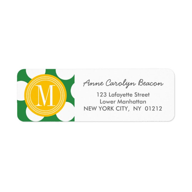 Dark Green & Yellow Big Polka Dots Monogrammed (Front)