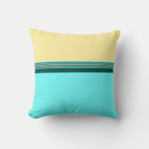Dark Green Yellow Blue Stripes Cushion