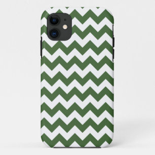 Dark Green Zig Zag Stripe Pattern iPhone 11 Case
