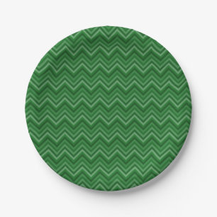 Dark Green Zig Zags Paper Plate