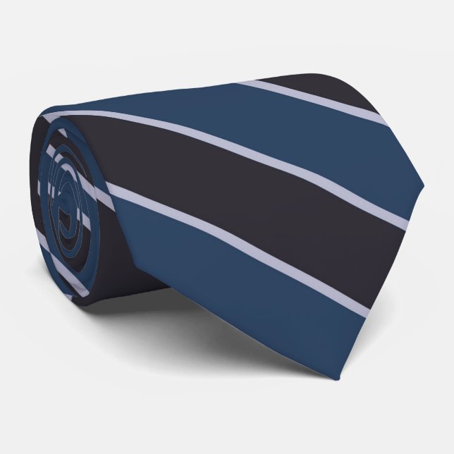 Dark Greenish Purplish Blue And Lavender Stripes   Tie (Rolled)