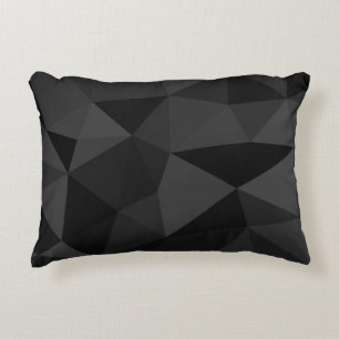 Dark grey and black geometric mesh pattern decorative cushion